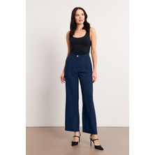 Vavinor Yüksek Bel Geniş Paça Pantolon - Indigo