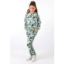 Triliya-Kız Çocuk Kapüşonlu Kapli Dijital Mevsimlik Eşofman Takımı- 4-12 Yaş