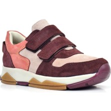 Rakerplus Hakiki Deri Pudra Bordo Çocuk Sneakers Spor Ayakkabı