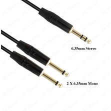 BK Teknoloji 6.35MM 1/4 Trs Stereo To 2X6.35MM Ts Mono Y Splitter Kablo - 1.5 Metre