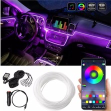 Woodhub Araç Içi App Kontrollü Rgb Atmosfer Ambiyans Led Neon Lamba 5 Parça 6 Metre