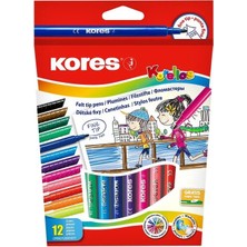 Kores Keçeli Kalem Korellos Askılı Kutu 12 Renk