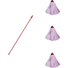 Mediterian Yedek ıslak temizlik kovası ve mop seti, 3 havlu, metal sap, kullanıma hazır, renk karışık