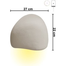 Şarjlı Led'li Fiberglass Duvar Apliği - 27X22 Cm, Traverten Görünümlü Beton Grisi