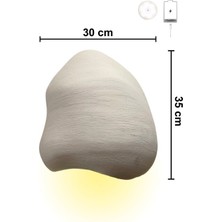 Şarjlı Led'li Fiberglass Duvar Apliği - 30X35 Cm, Traverten Görünümlü Beton Grisi