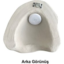 Şarjlı Led'li Fiberglass Duvar Apliği - 30X35 Cm, Traverten Görünümlü Beton Grisi
