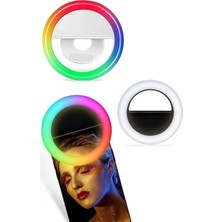 Svein Rgb LED Mandallı Telefon Bilgisayar Tablet Uyumlu Selfie Işığı Aydınlatma Telefon Aparatı Ring Light