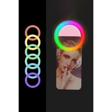 Svein Rgb LED Mandallı Telefon Bilgisayar Tablet Uyumlu Selfie Işığı Aydınlatma Telefon Aparatı Ring Light