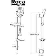 ROCA A5DA56AC0K Arola Lavabo Bataryası Banyo Bataryası ve Aurea Model Sürgülü Duş Takımlı Banyo Seti Parlak Krom Renk