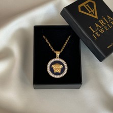 Laria Jewelry Taşlı Lacivert Medusa Kolye