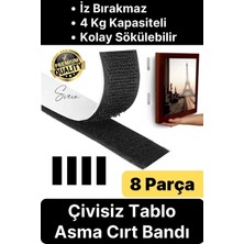 Svein Premium Çivisiz Resim Çerçeve Iz Bırakmaz Sökülebilen Tablo Asma Bandı 8'li Set Cırt Bant Yapışkan