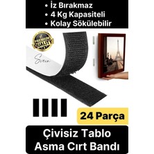 Svein Premium Çivisiz Resim Çerçeve Iz Bırakmaz Sökülebilen Tablo Asma Bandı 24'lü Set Cırt Bant Yapışkan