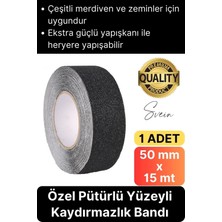 Svein 50 mm x 15 mt Siyah Kaydırmaz Bant Yapışkanlı Merdiven Basamak Zemin Güçlü Tutunabilen Halı