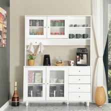 Pasific Home Grano Kahve Köşesi Çok Amaçlı Kiler Dolabı, 140 cm,Parlak Beyaz