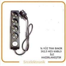 Viko Multi-Let 4'lü Metre Anahtarlı Topraklı Çocuk Korumalı Uzatma ( 3x2.5 Hes Kablo Tam Bakır) Ttr Kablo HO5VV-F