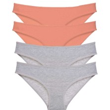 4 Adet Süper Eko Set Likralı Kadın Slip Külot Pudra Gri