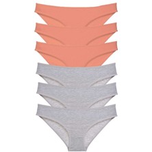 6 Adet Süper Eko Set Likralı Kadın Slip Külot Pudra Gri