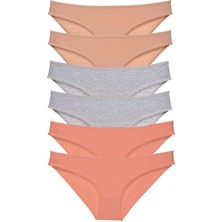 6 Adet Süper Eko Set Likralı Kadın Slip Külot Ten Gri Pudra