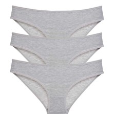 3 Adet Süper Eko Set Likralı Kadın Slip Külot Gri