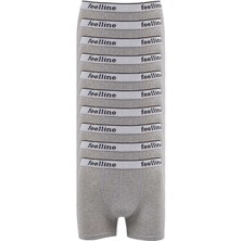10 Adet Feelline Gri Pamuklu Doğal Likralı Erkek Boxer