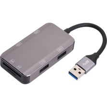 Foxyn NK-3049 Hd 6'sı 1 Arada Usb-C / Type-C - Tf / Sd Kart Yuvası + 4 USB Dişi Adaptör Kart Okuyucu