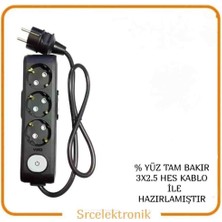 Viko Multi-Let 3'lü Anahtarlı Topraklı Çocuk Korumalı Uzatma ( 3x2.5 Hes Kablo Tam Bakır) Ttr Kablo HO5VV-F
