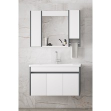 Estella 100 cm Mdf-Aynalı Seramik Lavabolu Banyo Dolabı Takımı Seti**hazır Kurulu