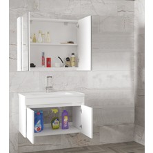 Alfa Banyo Estella Ea-Beyaz-65 cm Mdf-Ayna Dolaplı, Lavabolu Banyo Dolabı Takımı**demonte Değil**