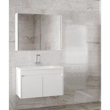 Alfa Banyo Estella Ea-Beyaz-65 cm Mdf-Ayna Dolaplı, Lavabolu Banyo Dolabı Takımı**demonte Değil**