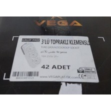 Vega  3'lü Topraklı Klemensli Grup Priz (42 Adet) 1 Kutu