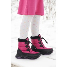 Kiko Kids Alison Bağcıklı Kız Çocuk Kar Botu Siyah - Lila