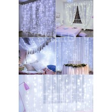 Suled   Beyaz Perde LED 3x3 Metre Kumandalı 8 Mod Ambiyans Ayarlanabilir Boy Dekor Mikro LED Işık Perde