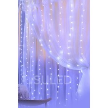 Suled   Beyaz Perde LED 3x3 Metre Kumandalı 8 Mod Ambiyans Ayarlanabilir Boy Dekor Mikro LED Işık Perde