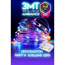 Suled   3 Metre Pilli Rgb Peri LED İnce Tel Dekoratif Lambası Renkli Dekor Perde Ledli Bahçe Oda Kafe Duvar