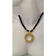 Elisi Takı Story Çeyrek Altın Takmak Için Altın Kaplama Çerçeveli Dorikalı Kolye 55CM 4mm Cam Kristal Boncuk