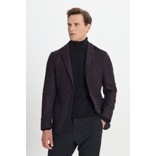 Yünlü Slim Fit Dar Kesim Mono Yaka Torba Cepli Ceket