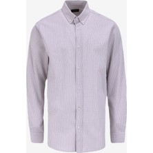 Fabrika Comfort Regular Fit Düğmeli Yaka Çizgili Bej Erkek Gömlek FC4WM-GML 2572