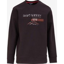 Siyah Erkek Bisiklet Yaka Relaxed Fit Baskılı Sweatshirt D4WM-SWT3220