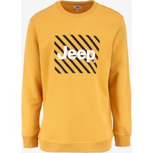 Jeep Bisiklet Yaka Baskılı Hardal Erkek Sweatshırt C4WM-SWT4233