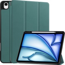 Forestl Digital iPad Air 13 (2024) Deri Üç Katlı Stand Kalem Yuvalı Tablet Kılıfı (Yurt Dışından)