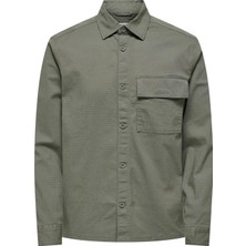 Only & Sons Normal Yeşil Düz Erkek Gömlek Onsharper Rıpstop Worker Overshırt