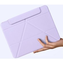 Forestl Digital iPad Air 11 (2024) Origami Standı Pu Deri 360 Derece Dönebilen Lavanta Tablet Kılıfı (Yurt Dışından)