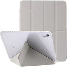 Forestl Digital Origami Üç Katlı Stand iPad 10.9 (2022) Pu Deri Akrilik Bej Tablet Kılıfı (Yurt Dışından)