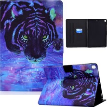 Forestl Digital Tpu Pu Deri Desen Baskı Standı Kart Tutucu iPad 10.2 (2019 2020 2021) Tiger Tablet Kılıfı (Yurt Dışından)