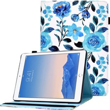 Forestl Digital iPad Air (2013) AIR 2 Dikiş Pu Deri Desen Baskı Standı Kart Tutucu Elastik Bant Kapatma Tablet Kılıfı (Yurt Dışından)