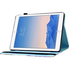 Forestl Digital iPad Air (2013) AIR 2 Dikiş Pu Deri Desen Baskı Standı Kart Tutucu Elastik Bant Kapatma Tablet Kılıfı (Yurt Dışından)