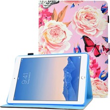 Forestl Digital iPad Air (2013) AIR 2 Pu Deri Dikiş Desen Baskı Kart Tutuculu Stand Çiçekler Tablet Kılıfı (Yurt Dışından)