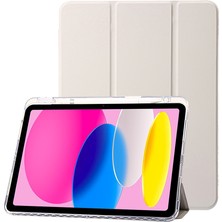 Forestl Digital iPad 10.9 (2022) Üç Katlı Standlı Akıllı Pu Deri Akrilik Tpu Bej Tablet Kılıfı (Yurt Dışından)