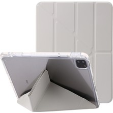 Forestl Digital iPad Pro 12.9 (2022 2021 2020 2018) Origami Üç Katlı Stand Pu Deri Akrilik Bej Tablet Kılıfı (Yurt Dışından)