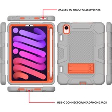 Forestl Digital Pc Tpu Silikon Kontrast Renk Tekme Standı iPad Mini (2021) GRI TURUNCU Tablet Kılıfı (Yurt Dışından)